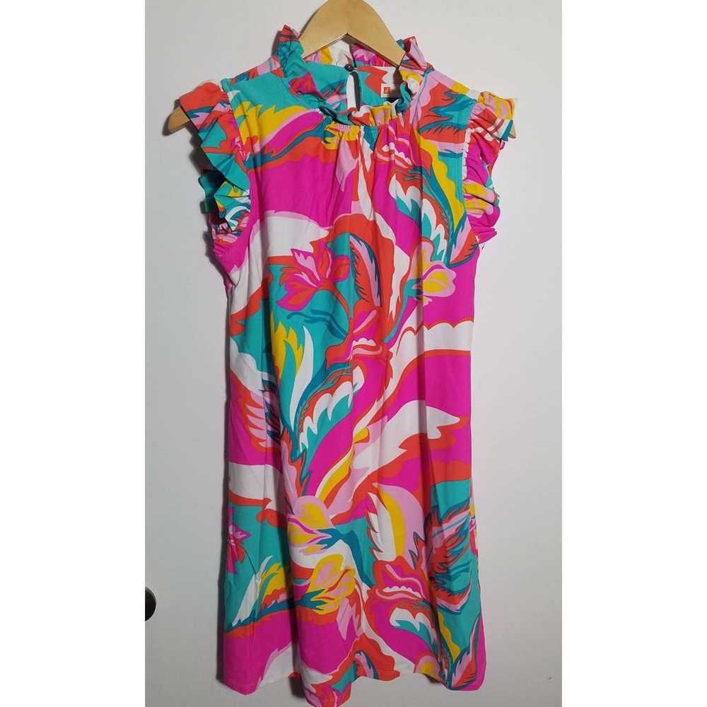 NWT Jude Connally Shari Dress, Mod Floral Hot Pink (JC2)